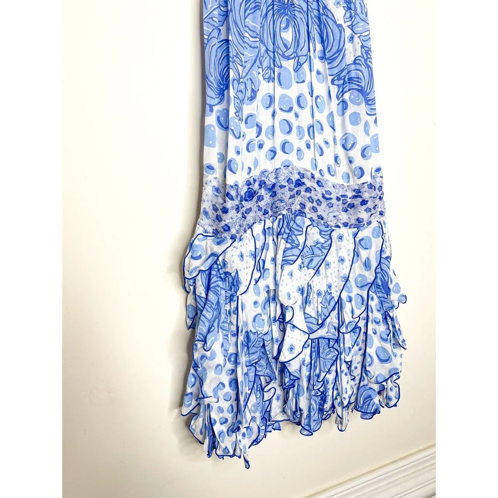 Poupette St. Barth Beline Blue Printed Mini Dress Size XS - Picture 4 of 8